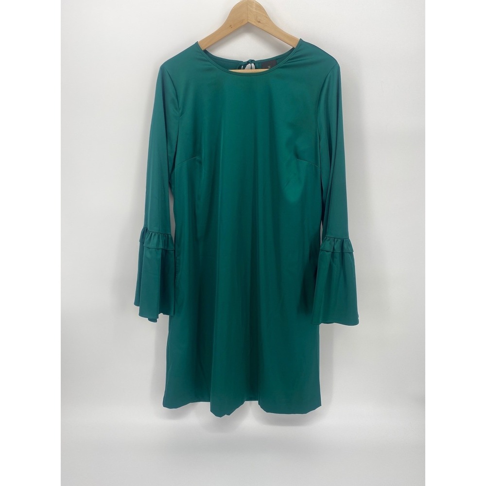Worthington Shift Dress Womens 10 Green Excellent Bell Sleeve Career Cocktail